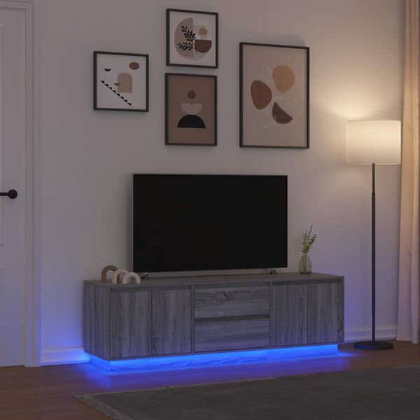 vidaXL TV skrinka s LED, siv&yacute; dub sonoma 160,5x41x50 cm