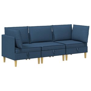 vidaXL Modul&aacute;rny pohovkov&yacute; set s &uacute;ložn&yacute;m priestorom 3 pcs Modr&aacute; L&aacute;tka