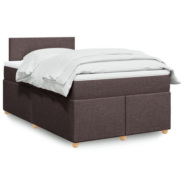 vidaXL Boxspring posteľ s matracom tmavohned&aacute; 120x200 cm l&aacute;tka