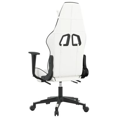 vidaXL Herná stolička s podnožkou biela a čierna umelá koža