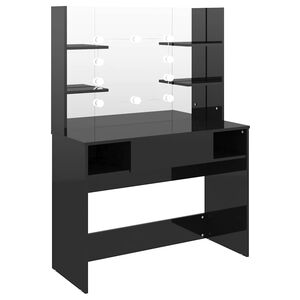 vidaXL Toaletn&yacute; stol&iacute;k s LED svetlami 100x40x135 cm MDF leskl&yacute; čierny