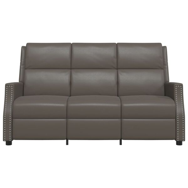 vidaXL 3-miestne sklápacie masážne kreslo, sivé, umelá koža