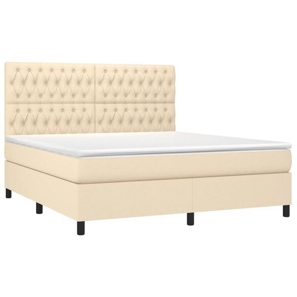 vidaXL Posteľn&yacute; r&aacute;m boxspring s matracom kr&eacute;mov&yacute; 180x200 cm l&aacute;tka
