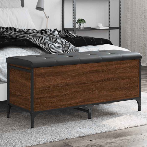 vidaXL &Uacute;ložn&aacute; lavička hned&yacute; dub 102x42x45 cm kompozitn&eacute; drevo