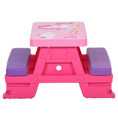 vidaXL Detský piknikový stôl s lavičkami 79x69x42 cm ružový