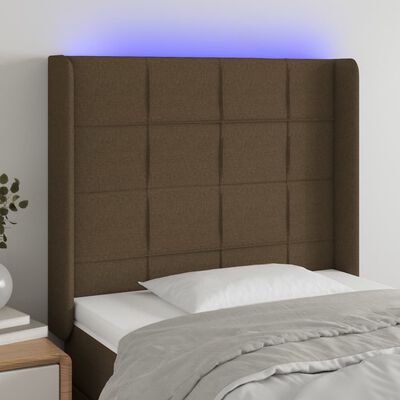 vidaXL Čelo postele s LED tmavohendé 103x16x118/128 cm látka