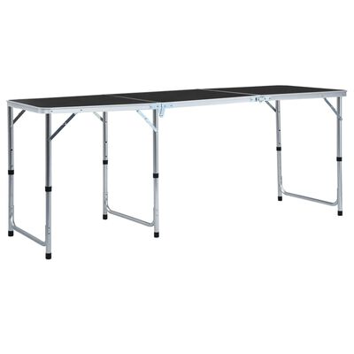 vidaXL Skladací kempingový stôl sivý 180x60 cm hliníkový
