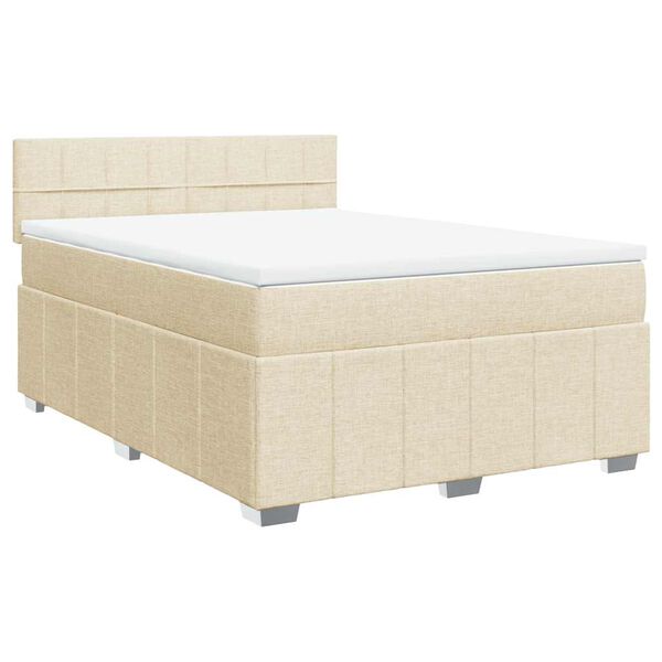 vidaXL Boxspring posteľ s matracom kr&eacute;mov&yacute; 140x190 cm l&aacute;tka