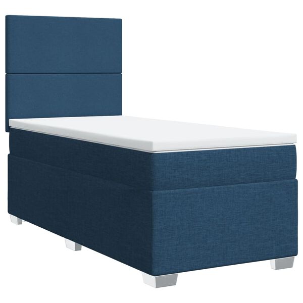 vidaXL Posteľn&yacute; r&aacute;m boxspring s matracom modr&yacute; 90x200 cm l&aacute;tka