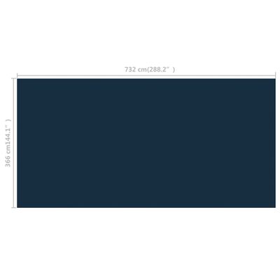vidaXL Plávajúca PE solárna fólia 732x366 cm čierna a modrá
