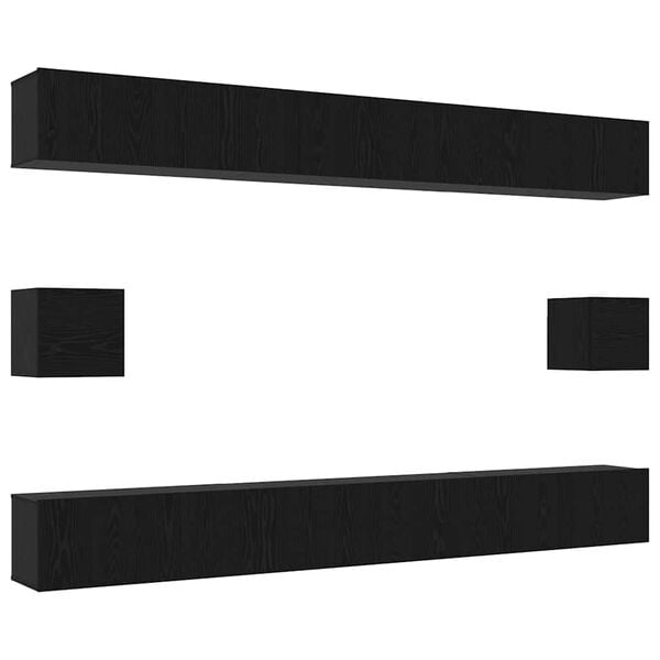 vidaXL Zostava TV skriniek N&aacute;stenn&yacute; 8 pcs Čierny dub Kompozitn&eacute; drevo
