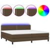 vidaXL Posteľ boxsping s matracom a LED tmavohned&aacute; 200x200 cm l&aacute;tka
