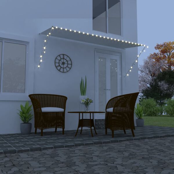 vidaXL Zaťahovacia markíza s LED 300x150 cm krémová