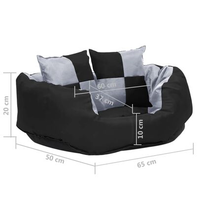 vidaXL Obojstranný a umývateľný vankúš pre psa sivo-čierny 65x50x20 cm