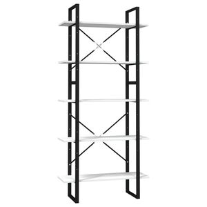 vidaXL 5-poschodov&aacute; knižnica biela 80x30x175 cm borovicov&eacute; drevo