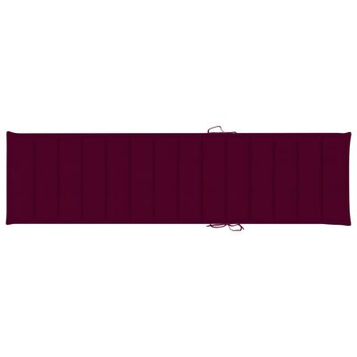vidaXL Záhradné ležadlo s vínovo-červenou podložkou tíkový masív