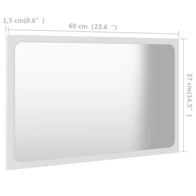 vidaXL Kúpeľňové zrkadlo, biele 60x1,5x37 cm, kompozitné drevo