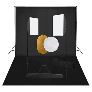 vidaXL Fotografick&eacute; vybavenie so softboxami, pozad&iacute;m a reflektorom