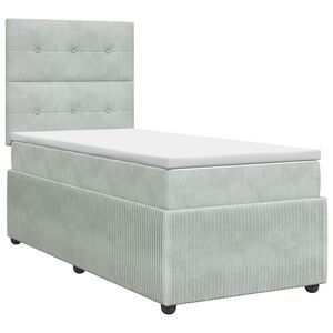 vidaXL Posteľ boxspring s matracom Svetlosiv&aacute; Jednoduch&yacute; Zamat