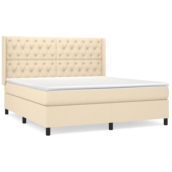 vidaXL Posteľn&yacute; r&aacute;m boxspring s matracom kr&eacute;mov&yacute; 160x200 cm l&aacute;tka