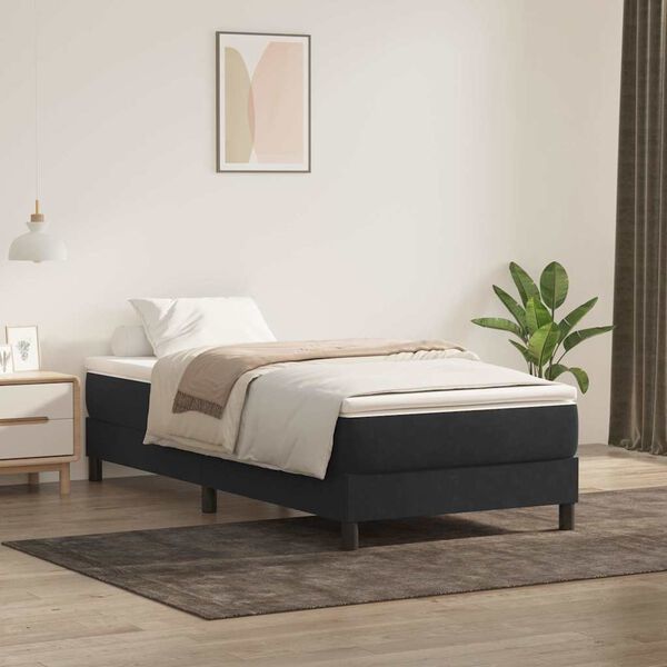 vidaXL Posteľn&yacute; r&aacute;m boxspring s matracom čierny 90x210 cm zamat