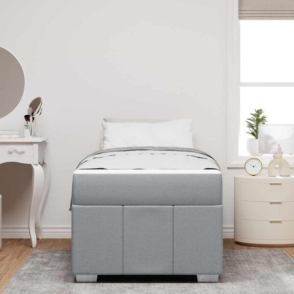 vidaXL R&aacute;m postele s matracmi Svetlosiv&aacute; 90 x 190 cm l&aacute;tka