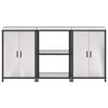 vidaXL Kuchynský úložný set s poličkou s dverami 3 pcs Strieborná Oceľ