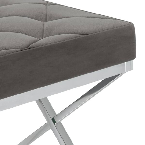 vidaXL Lavička 97 cm, siv&aacute;, zamat a nehrdzavej&uacute;ca oceľ