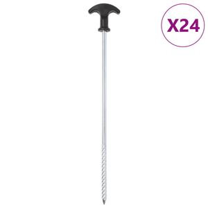 vidaXL Stanov&eacute; kol&iacute;ky 24 ks 30 cm &Oslash;7 mm pozinkovan&aacute; oceľ