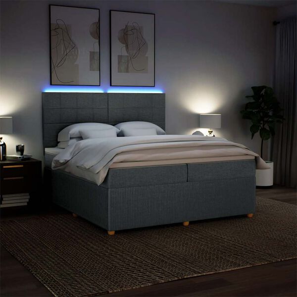 vidaXL Boxspring posteľ s matracom tmavosiv&aacute; 200x200 cm l&aacute;tka