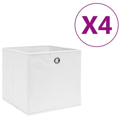vidaXL Úložné boxy 4 ks, netkaná textília 28x28x28 cm, biele