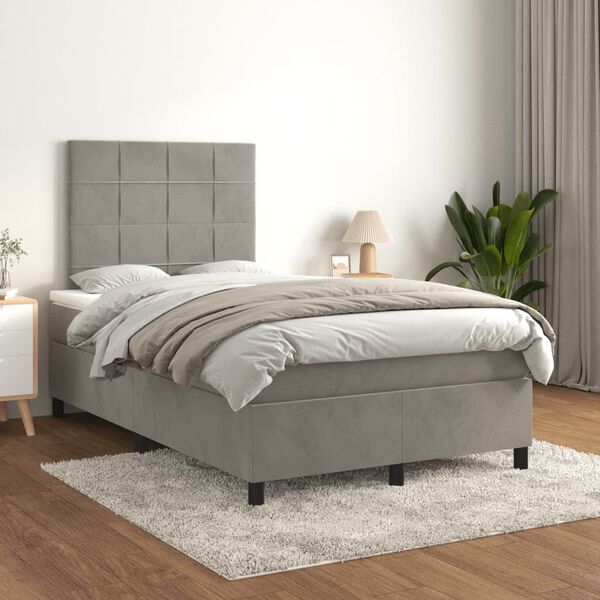 vidaXL Boxspring posteľ s matracom bledosiv&aacute; 120x190 cm zamat