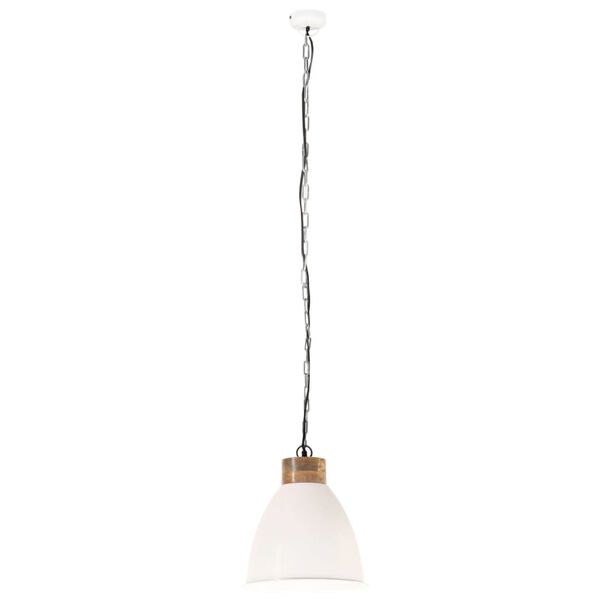vidaXL Industri&aacute;lna z&aacute;vesn&aacute; lampa biela železo a mas&iacute;vne drevo 35 cm E27