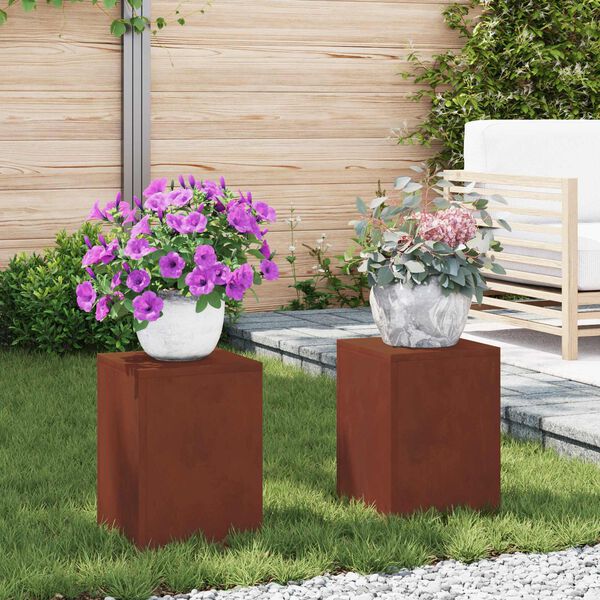 vidaXL Stojan na rastliny 2 pcs Hrdzav&yacute; 24 x 24 x 35 cm