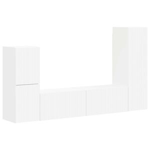 vidaXL Zostava TV skriniek N&aacute;stenn&yacute; 4 pcs Biela Kompozitn&eacute; drevo