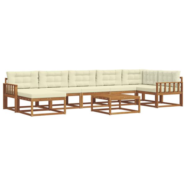 vidaXL Z&aacute;hradn&aacute; s&uacute;prava gaučov s vank&uacute;&scaron;om 8 pcs Pr&iacute;rodn&aacute; a kr&eacute;mov&aacute;