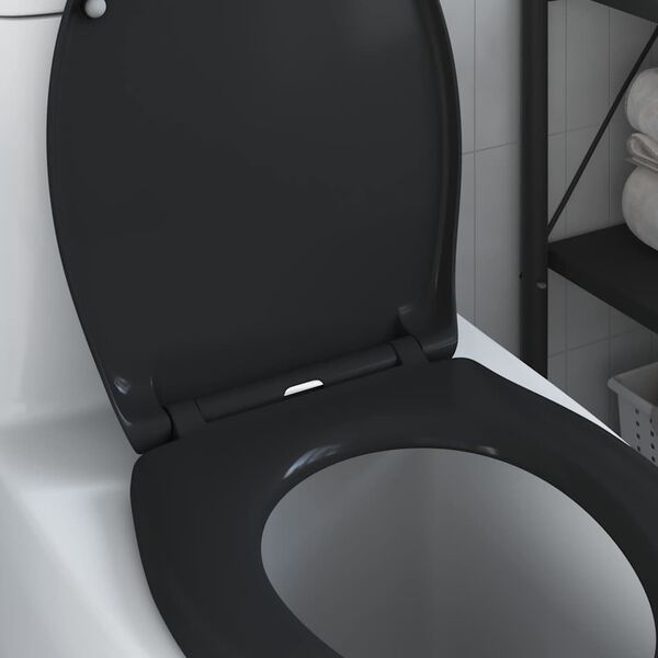 vidaXL Rýchlo uvoľňovacie wc sedátko Čierna 44.8 x 37.3 x 4.2 cm
