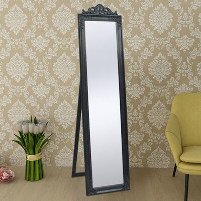 vidaXL Samostatne stojace zrkadlo, barokový štýl, 160x40cm, čierne