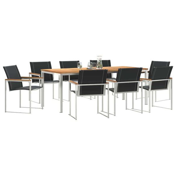 vidaXL Súpravajedálenskéhonábytkudozáhrady 9 pcs Masívne teakové drevo