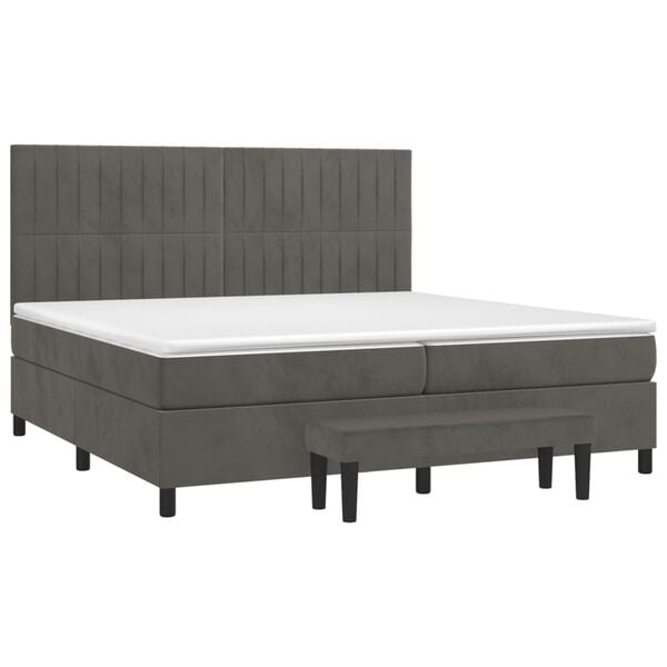 vidaXL Posteľn&yacute; r&aacute;m boxspring s matracom tmavosiv&yacute; 200x200 cm zamat