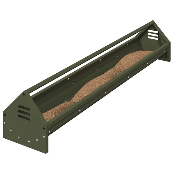 vidaXL Krmn&aacute; žľab pre slede Olivov&aacute; zelen&aacute; 108 x 20,5 x 20 cm