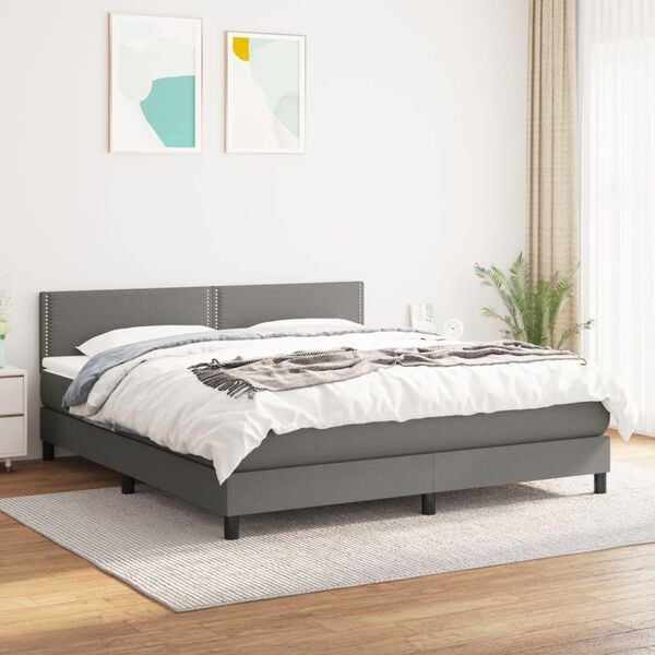 vidaXL Boxspring posteľ s matracom tmavosiv&aacute; 160x200 cm l&aacute;tka
