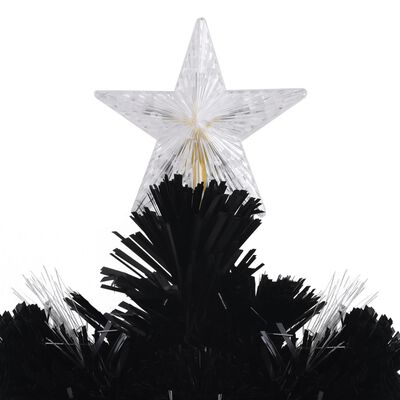 vidaXL Vianočný stromček s LED vločkami čierny 150 cm optické vlákno