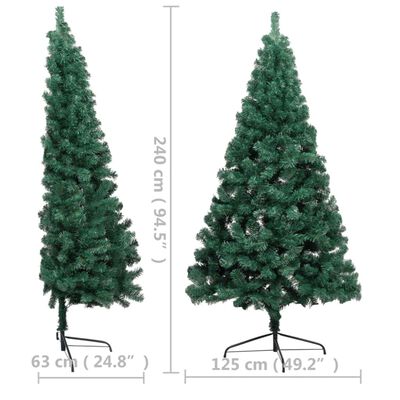 vidaXL Osvetlený umelý polovičný vianočný stromček+stojan 240 cm, PVC