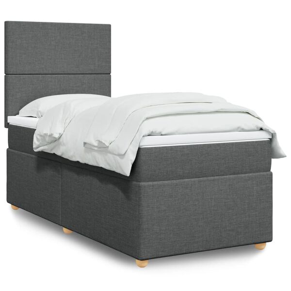 vidaXL Boxspring posteľ s matracom tmavosiv&aacute; 100x200 cm l&aacute;tka