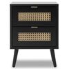 Finori Nočný stolík Vienna 61A čierna a ratanová potlač