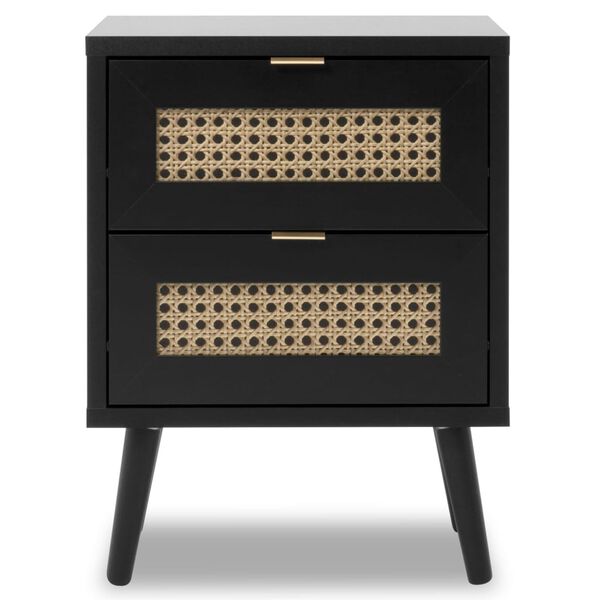 Finori Nočný stolík Vienna 61A čierna a ratanová potlač