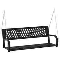 vidaXL Záhradná hojdacia lavička 125 cm oceľ a plast čierna