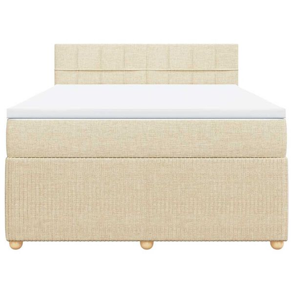 vidaXL Boxspring posteľ s matracom kr&eacute;mov&yacute; 140x190 cm l&aacute;tka