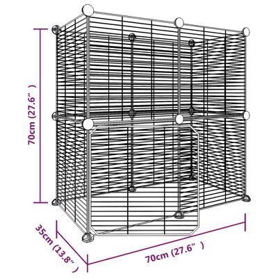 VidaXL 12-panelová klietka pre domáce zvieratá čierna 35x35 cm oceľ